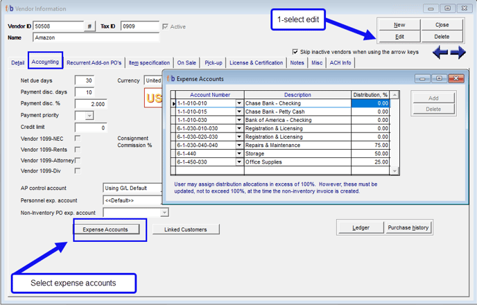 Vendor Expense Accounts